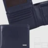 Portafoglio uomo con portamonete e documenti in pelle Liscia Blu Ink