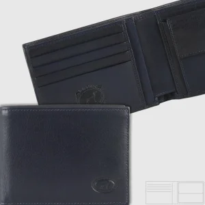 Portafoglio uomo in pelle classico con portamonete Scott Blu