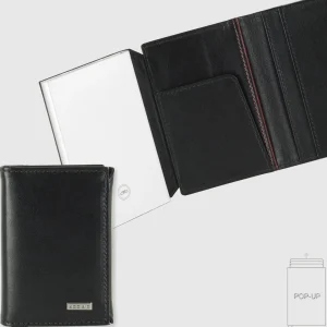 Portafoglio uomo Popup Rfid box in pelle liscia Nero