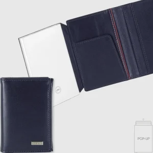 Portafoglio uomo Popup Rfid box in pelle liscia Blu ink