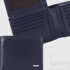 Portafoglio uomo porta documenti in pelle liscia Blu Ink