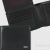 Portafoglio uomo porta documenti in pelle liscia Nero