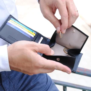 Portafoglio uomo Portamonete e 4 carte in pelle Intrecciata