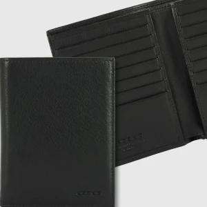 Portafoglio uomo Verticale pelle Soft Nero, 14 carte credito e zip anti-rfid