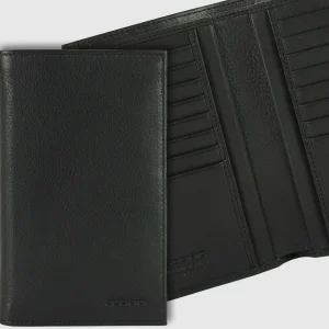 Portafoglio Verticale uomo in pelle Soft Nero, 16 carte credito
