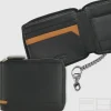 Portafoglio Zip mini da uomo con catena Nero