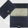 Portatabacco in pelle con bottone, cuoio Blu