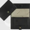 Portatabacco in pelle con bottone, cuoio Nero