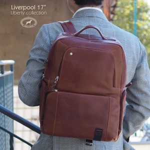 Zaino porta pc grande in pelle Liverpool 17" Castagno