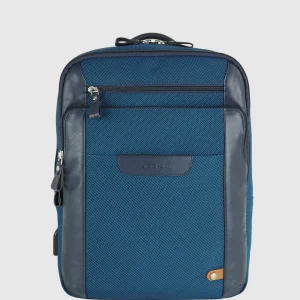 Zaino porta pc piccolo Zip 13" tessuto e pelle Blu Cobalto