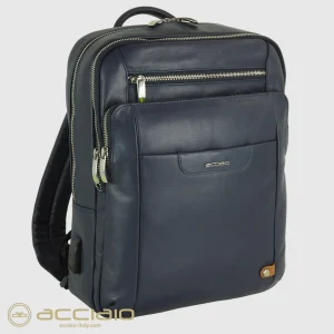 Zaino porta pc piccolo Zip 13" pelle Blu