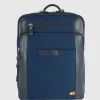 Zaino porta pc Zip 15" tessuto e pelle Blu Navy