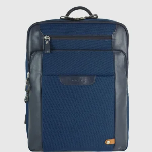 Zaino porta pc Zip 15" tessuto e pelle Blu Navy