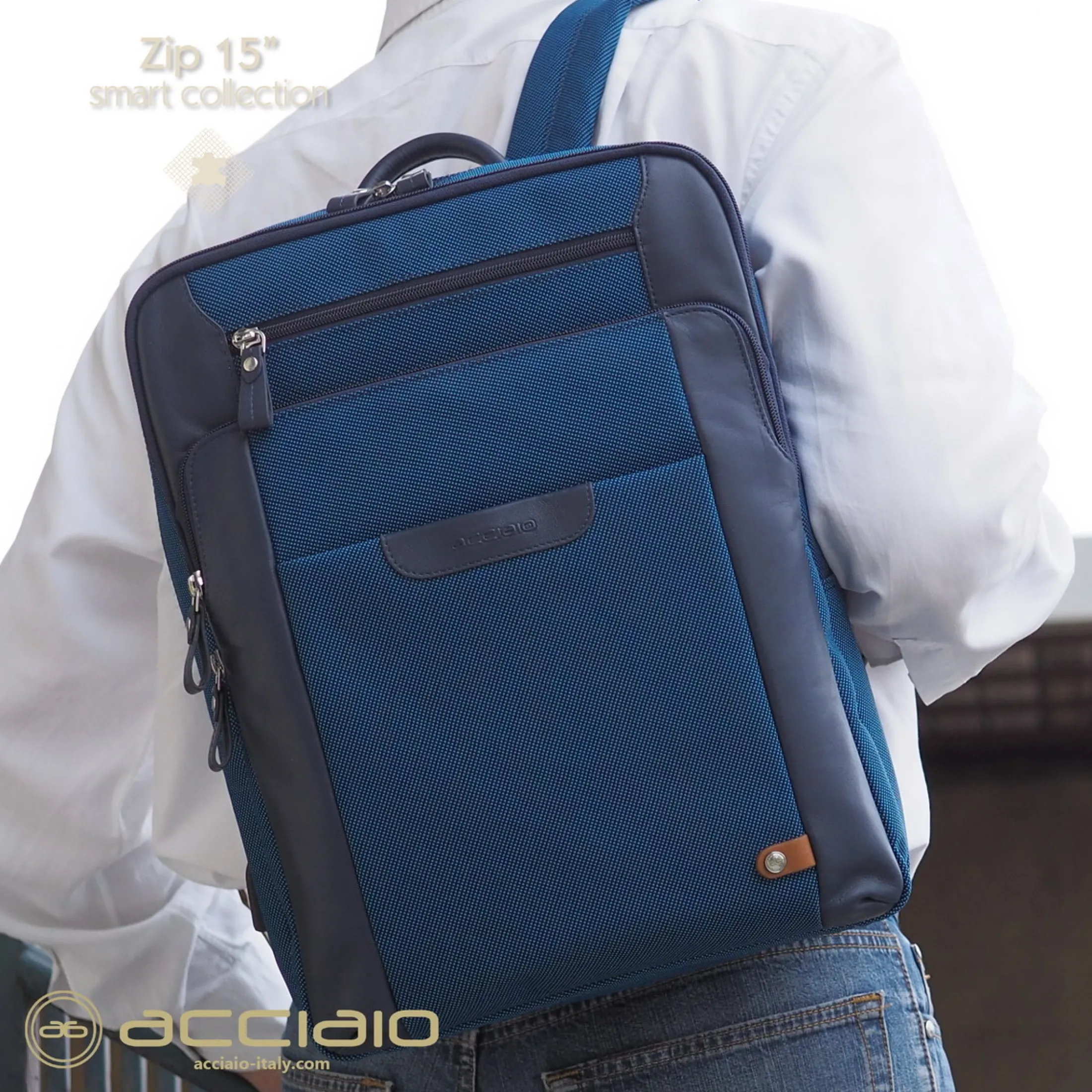zaino_porta_pc_zip__tessu_4.webp Zaino porta pc Zip 15" tessuto e pelle Blu Cobalto