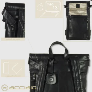 Zaino Roll-top in pelle Oxford St. 13" Nero